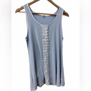 PJ Harlow Light Blue Alyssa ALine Tank Top with Satin Ruffle Accent sz L